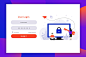 User login illustration with two people character Premium Vector