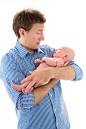 High-Res Stock Photography: newborn baby looking into fathers eyes