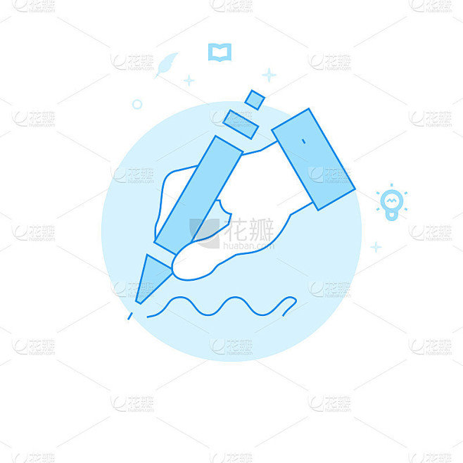 Hand Holding a Pen Flat Vector Illustration, Icon.