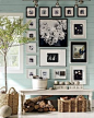 Minty turquoise with black and white, fresh | Verlichting | Fotolijstjes