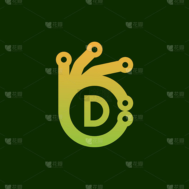良好的技术初始字母D图标设计