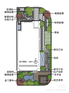 庭院--平面布局图（u型院子）-花瓣网|陪你做生活的设计师 | 100张庭院设计分享——13新中式花园
