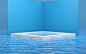 C4D建模蓝色木板墙壁夏日小清新海边沙滩海水海底黑色炫彩格子酷炫科技草地绿色渐变质感背景图片元素素材合成效果材质