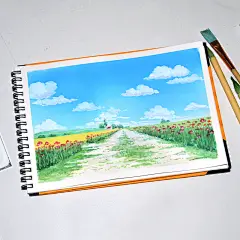 一副梦幻的作品送给大家，今天又周五了，时间过得好快啊，距离新年也只有14天了，好好珍惜这14天的时光，2016继续努力吧！选一种姿态，让自己活得无可替代。 —早安哦！ #水彩画# #插画# #风景#