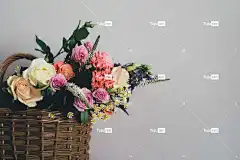 篮子 花朵 玫瑰 插花 花篮 花壁纸 花卉背景 编织篮子 盛开
