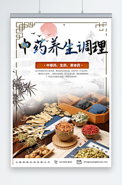 简约中药调理中医养生宣传海报