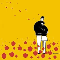 块面插画 情侣 简单色块 小清新