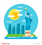 Liberty statue flat design landmark illustration vector