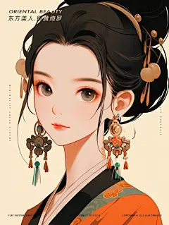 东方美人-鹅黄绮罗②民族扁平风文创美学插画