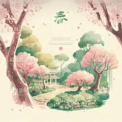 春天背景  - 源文件下载【酷图网】春暖花开,樱花,樱花背景,水彩背景,山水画,山水,春天,荷花,花朵,花卉,梅花,河流,春天花朵,春季新款,春装新款,春天海报,春季素材,春季背景,春季促销图,约惠暖春,设计,广告设计,AI,