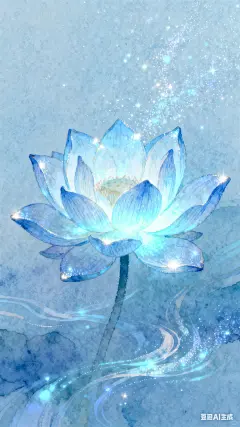 禅意荷花手机壁纸蓝色系 - 小红书