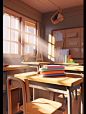 school room interior photo on smartphone, in the style of vray tracing, playful still lifes, scientific illustrations, артур скижали-вейс, realistic detail, chalk, colorful animations