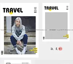 简洁英文欧美风摄影人物写真杂志文字字体排版设计PSD分层模板-淘宝网