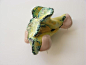 blossom delivery 3. brooch. copper, enameling, sculpey, paint. By Gemma Draper.