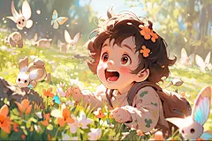 春游儿童假期玩耍插画图片