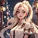 一位美丽的白色长发可爱少女 Q版 背景丰富 聚光