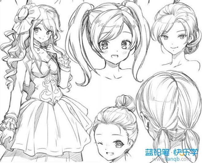 动漫绘画学习动漫人物发型的各种画法图文教程蓝铅笔