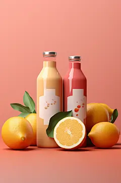AI数字艺术饮料瓶包装样机模型