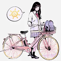 卡通女孩免抠素材_图宝宝 https://bao16.com 卡通 女孩 学生 手绘 放学 水彩 自行车 装饰 长发