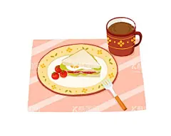 早餐  - 源文件下载【酷图网】插画设计,美食插画,包装插画,包装设计,食材插画,海报插画,扁平风插画,矢量插画