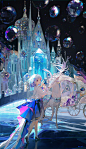 《冰雪世界》——bilibili装扮小姐姐的冬日宣传图，后面附上一个小教程《彩色水晶小球画法》  ​​​​