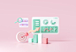 3d seo optimization, web analytics and seo marketing concept. 3d render illustration Premium Photo