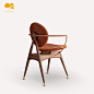 O&D Circle Chair 丹麦设计师椅 黑胡桃木真皮餐椅 意式高端书椅-淘宝网