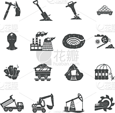 矿山图标-花瓣网|陪你做生活的设计师 | 矿,矿工,黑色,华丽的,工业,收集