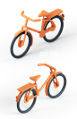 等距等轴自行车3D图标立体icon元素_PNG：
