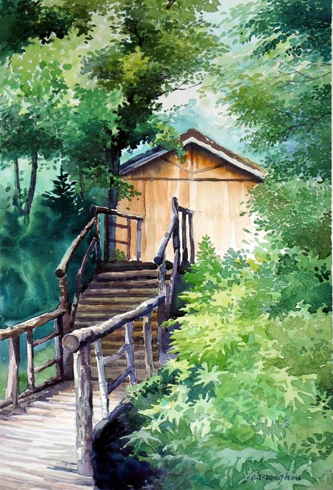 车秀成水彩画 