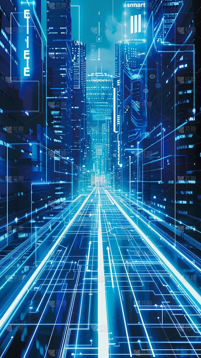 科技风系列蓝色科技感科技光效-空间通用背...
