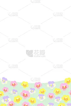 彩色三色花花园垂直留言卡。