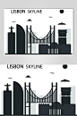 城市剪影插画素材红桥城市轮廓