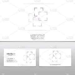 艺术插图创意名片模板。公司最小商务名片与字母。