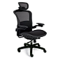 Overall dimensions: 26.5W x 27D x 48 - 52H in.. High-back office chair in black. Mesh back with upholstered seat for comfortable seating. Fully adjustable arms and back with position locks. 5-point base with heavy-duty casters. Pneumatic lift mechanism fo