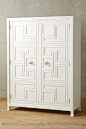 great IKEA-hack inspiration -- Ikea armoire + knobs & molding = Anthropologie's Lacquered Regency Armoire - $3k at anthropologie.com (under $200 for small wardrobe, molding & knobs)