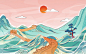 长城国潮风景插画
