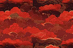 红色喜庆中国风云纹纹理背景素材图片