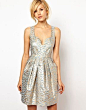 Image 1 of ASOS Skater In Metallic Jacquard For L's wedding?