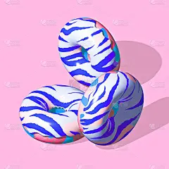 极简风格的拼贴等距艺术。3d渲染创意甜甜圈设计。派对，垃圾食品，糖果的概念