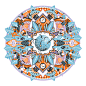 Airbnb / Travel Well Illustration Series : "Travel Well" Series of illustrations for Airbnb Magazine including mandala design, calendar of globetrotting festivals, marathons, and wellness events. Portrait, portraits, map, maps, colorful, bright,