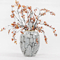 新中式抽象陶瓷花瓶摆件秋叶客厅茶几假花装饰样板房间售楼处花器