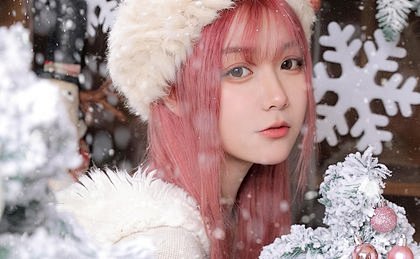 清纯 圣诞节 红头发 雪花 美女模特