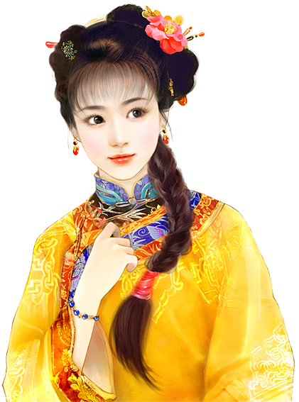 黄衣辫子女子