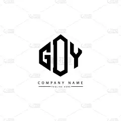 GDY字母标识设计与多边形.方块形状的标志设计。六边形矢量标识模板白色和黑色的颜色.商标、商业和房地
