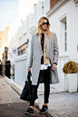 Camille in a grey coat & sneakers #style #fashion