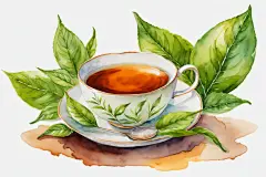 温馨手绘清新清香茶叶图片插画