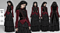Gothic Red and Black Tuxedo Vest V-neck Tailcoat For Women