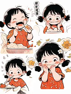  好好吃饭【小女孩插画 】 - 小红书
