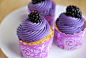 Pasteles - Cakes / Angel Food Cupcakes with Blackberry Buttercream